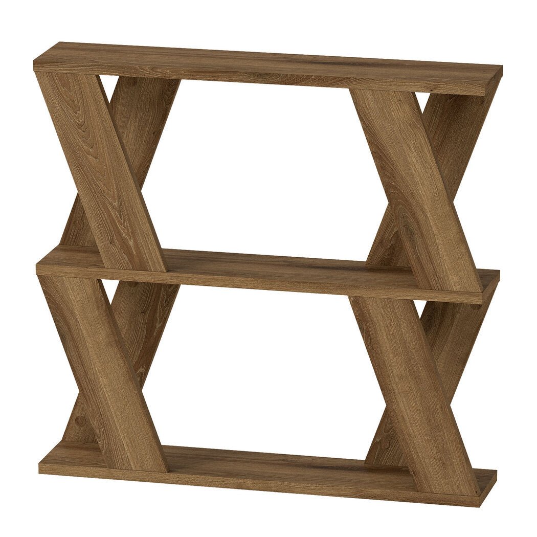 Slim Compact Side Table with Storage Double - Layer Coffee Table - Deep Oak - Rivercity House & Home Co. (ABN 18 642 972 209) - Affordable Modern Furniture Australia