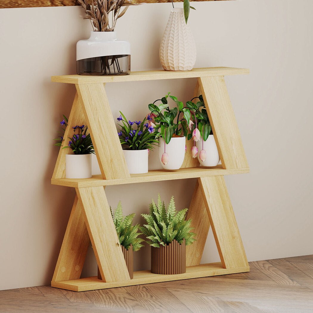 Slim Compact Side Table with Storage Double - Layer Coffee Table - Oak - Rivercity House & Home Co. (ABN 18 642 972 209) - Affordable Modern Furniture Australia