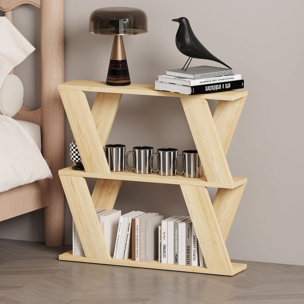 Slim Compact Side Table with Storage Double - Layer Coffee Table - Oak - Rivercity House & Home Co. (ABN 18 642 972 209) - Affordable Modern Furniture Australia