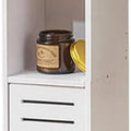 Slim Tall Bathroom Cabinet with Toilet Paper Holder for Toilet or Laundry Room - White