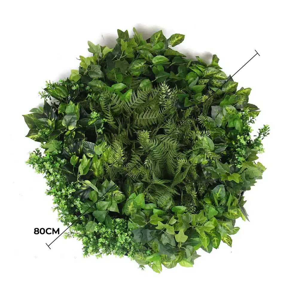 Slimline 80cm Artificial Green Wall Disc with Mixed Fern & Ivy - Black - Home & Garden > Artificial Plants > Artificial Wall Plants - Rivercity House & Home Co. (ABN 18 642 972 209) - Affordable Modern Furniture Australia