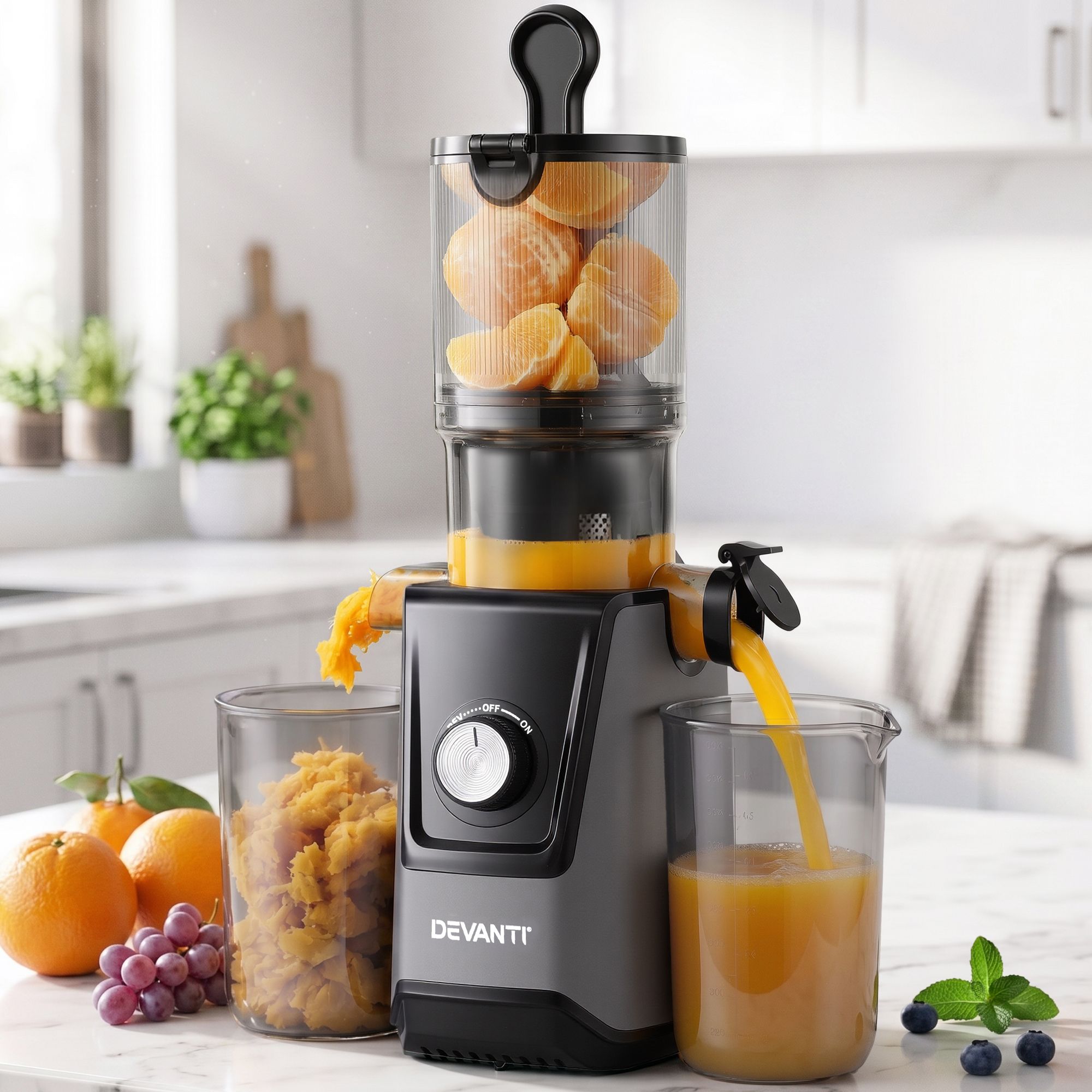 Slow Juicer Cold Press 200W with Large Feed Chute for Fruit and Vegetable Juice - White - Commercial > Commercial Others > Distilling & Brewing - Rivercity House & Home Co. (ABN 18 642 972 209) - Affordable Modern Furniture Australia