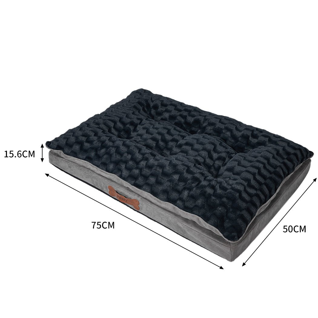Small Dog Calming Plush Bed with Memory Foam - Grey - Rivercity House & Home Co. (ABN 18 642 972 209) - Affordable Modern Furniture Australia