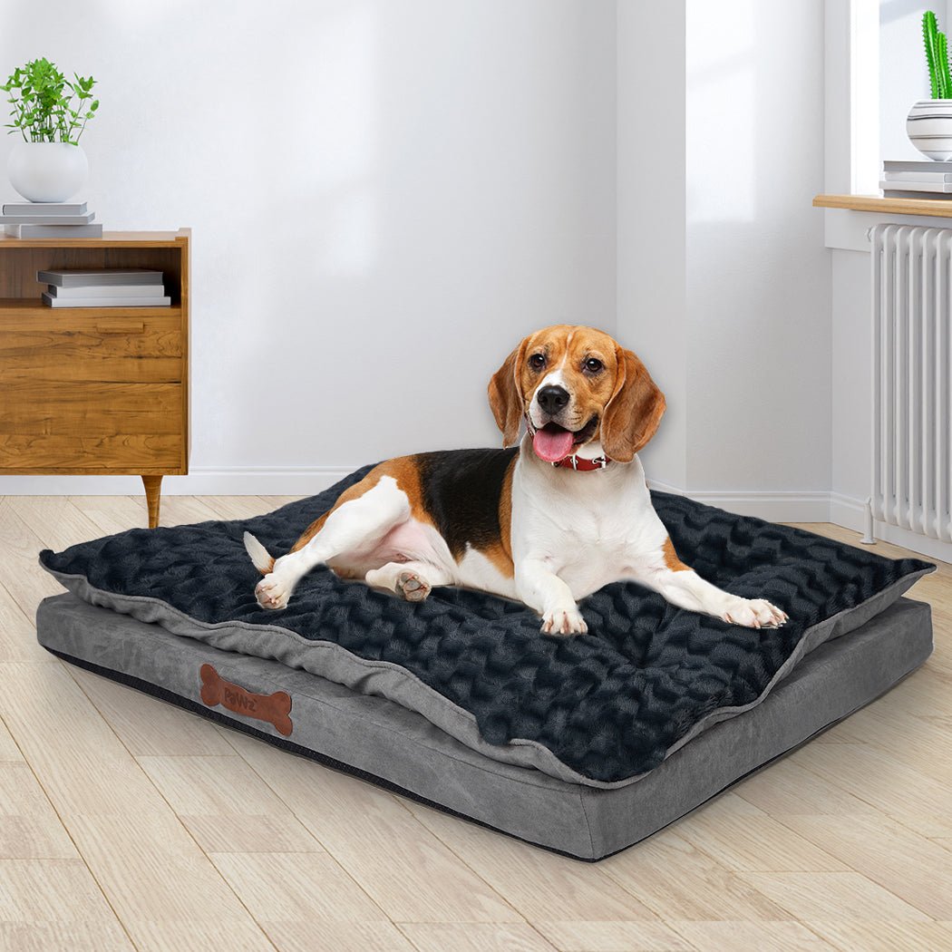 Small Dog Calming Plush Bed with Memory Foam - Grey - Rivercity House & Home Co. (ABN 18 642 972 209) - Affordable Modern Furniture Australia