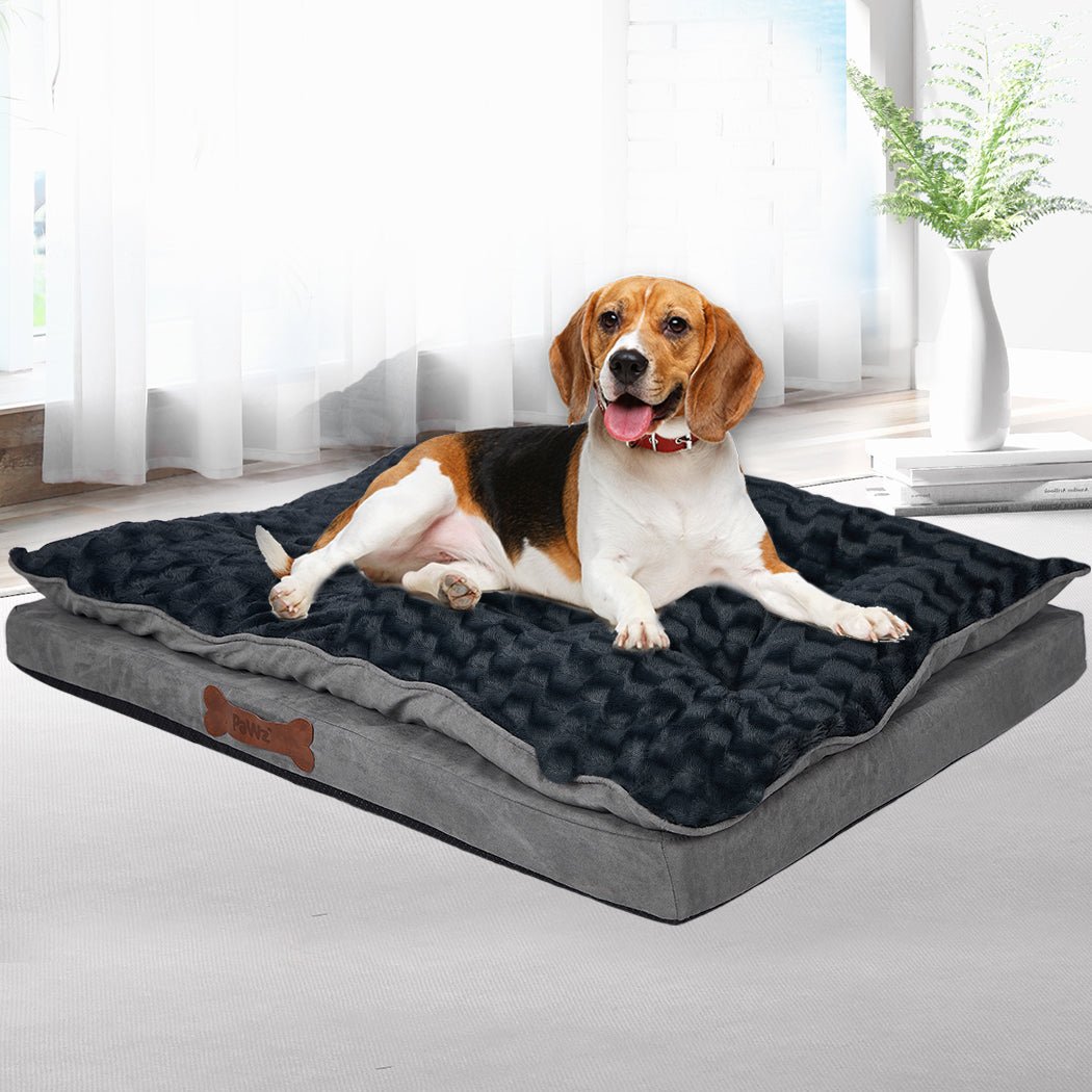 Small Dog Calming Plush Bed with Memory Foam - Grey - Rivercity House & Home Co. (ABN 18 642 972 209) - Affordable Modern Furniture Australia