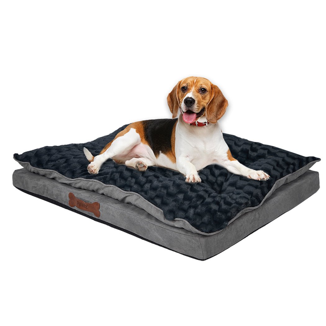 Small Dog Calming Plush Bed with Memory Foam - Grey - Rivercity House & Home Co. (ABN 18 642 972 209) - Affordable Modern Furniture Australia