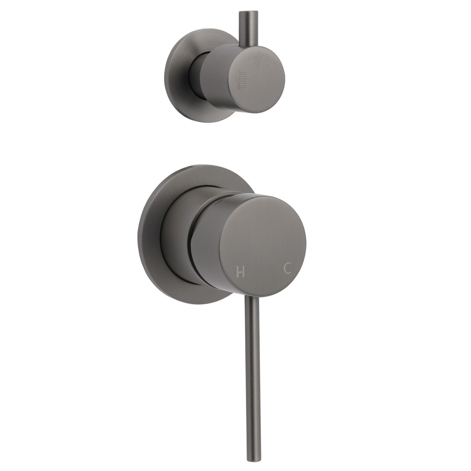 Small Face Gun Metal Gray Round Shower Mixer 2 Way Switch Diverter For Combo Set - Furniture > Bathroom > Shower Heads & Screens - Rivercity House & Home Co. (ABN 18 642 972 209) - Affordable Modern Furniture Australia