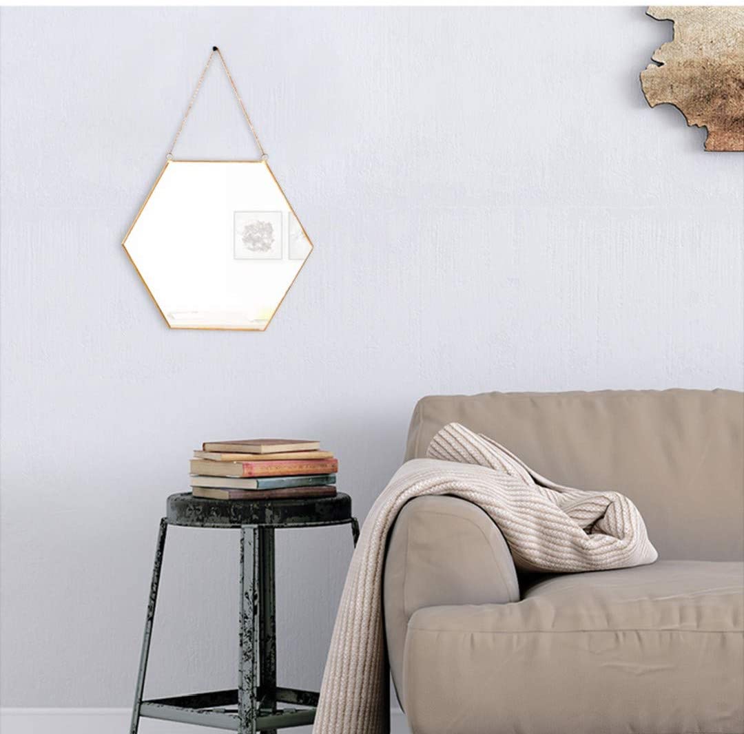 Small Hexagon Wall Hanging Mirror 30x26cm - Gold - Home & Garden > Decor > Mirrors - Rivercity House & Home Co. (ABN 18 642 972 209) - Affordable Modern Furniture Australia