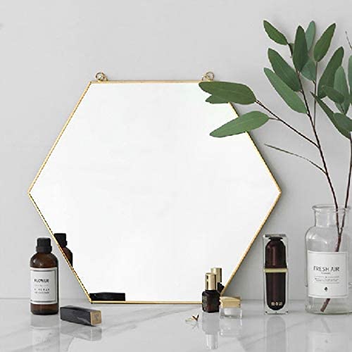 Small Hexagon Wall Hanging Mirror 30x26cm - Gold - Home & Garden > Decor > Mirrors - Rivercity House & Home Co. (ABN 18 642 972 209) - Affordable Modern Furniture Australia