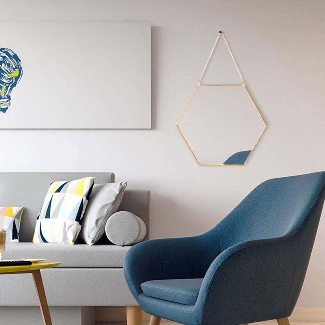 Small Hexagon Wall Hanging Mirror 30x26cm - Gold - Home & Garden > Decor > Mirrors - Rivercity House & Home Co. (ABN 18 642 972 209) - Affordable Modern Furniture Australia