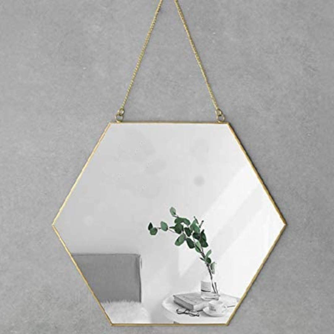 Small Hexagon Wall Hanging Mirror 30x26cm - Gold - Home & Garden > Decor > Mirrors - Rivercity House & Home Co. (ABN 18 642 972 209) - Affordable Modern Furniture Australia