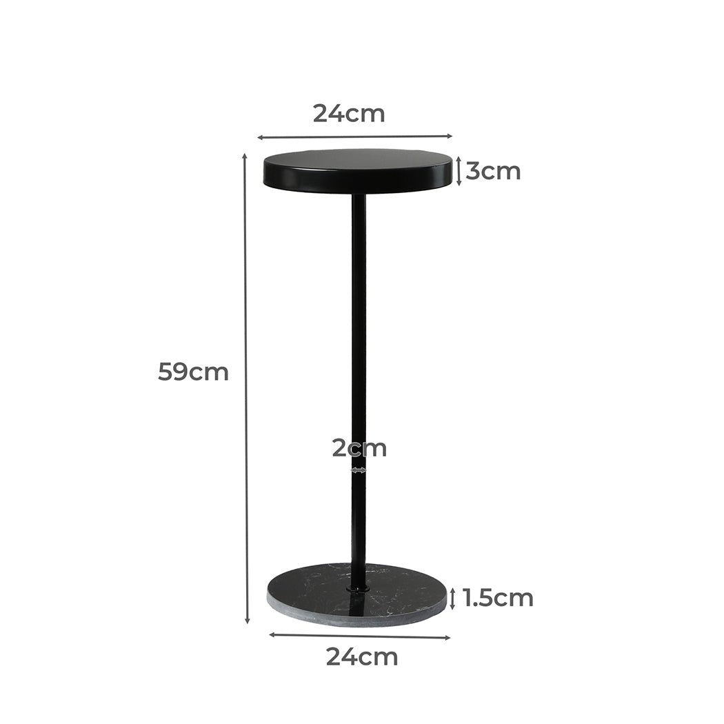 Small Round Lightweight Side Table with Powder - Coated Steel Frame - Black - Rivercity House & Home Co. (ABN 18 642 972 209) - Affordable Modern Furniture Australia