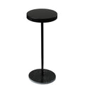 Small Round Lightweight Side Table with Powder-Coated Steel Frame - Black