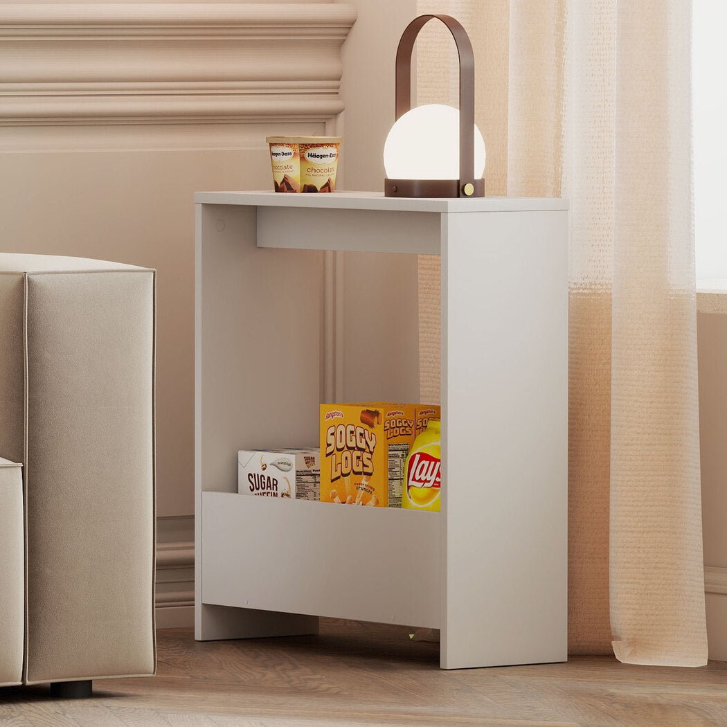 Small Side Table with Magazine Rack and Storage - White - Rivercity House & Home Co. (ABN 18 642 972 209) - Affordable Modern Furniture Australia