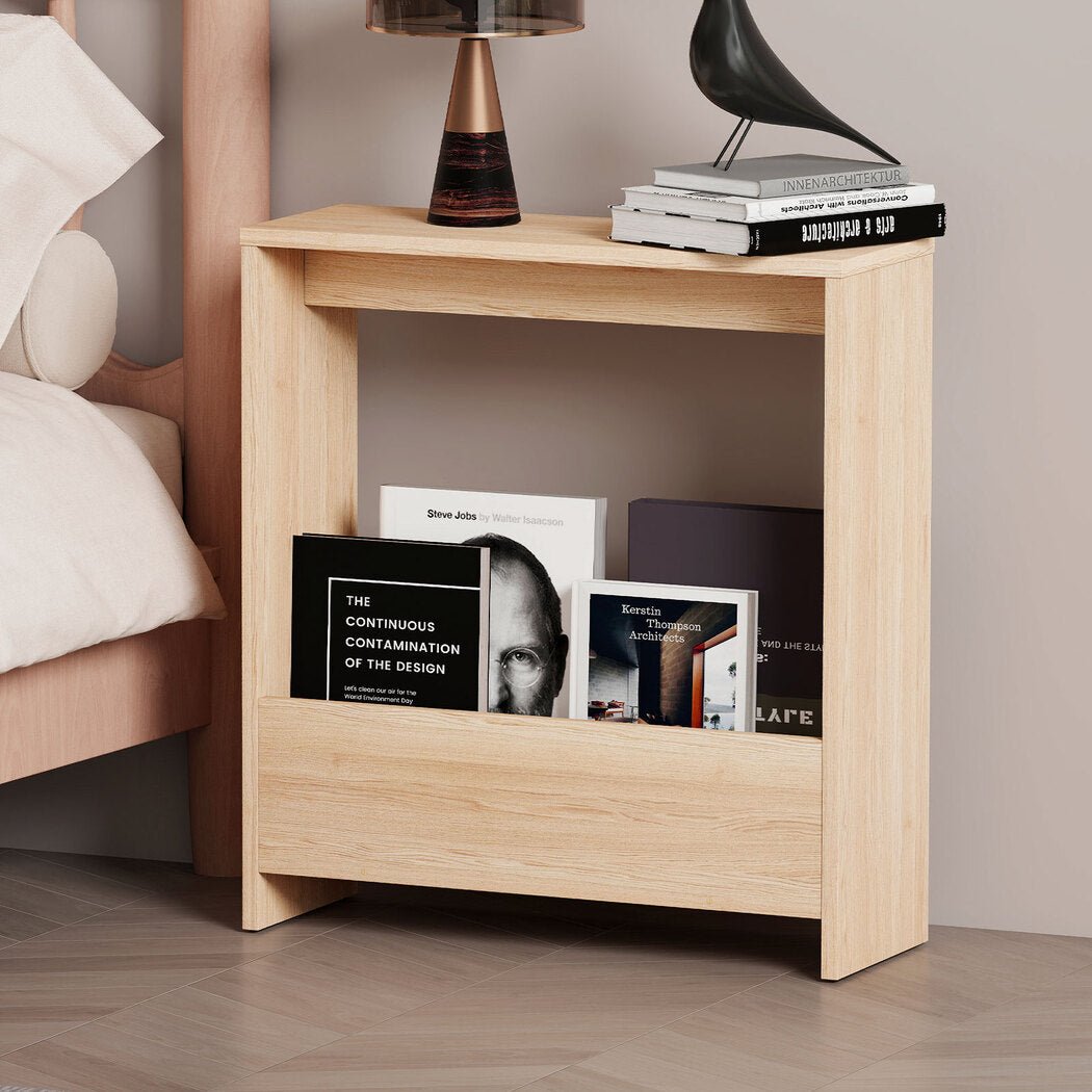Small Side Table with Magazine Rack Multi - Purpose End Table - Oak - Rivercity House & Home Co. (ABN 18 642 972 209) - Affordable Modern Furniture Australia