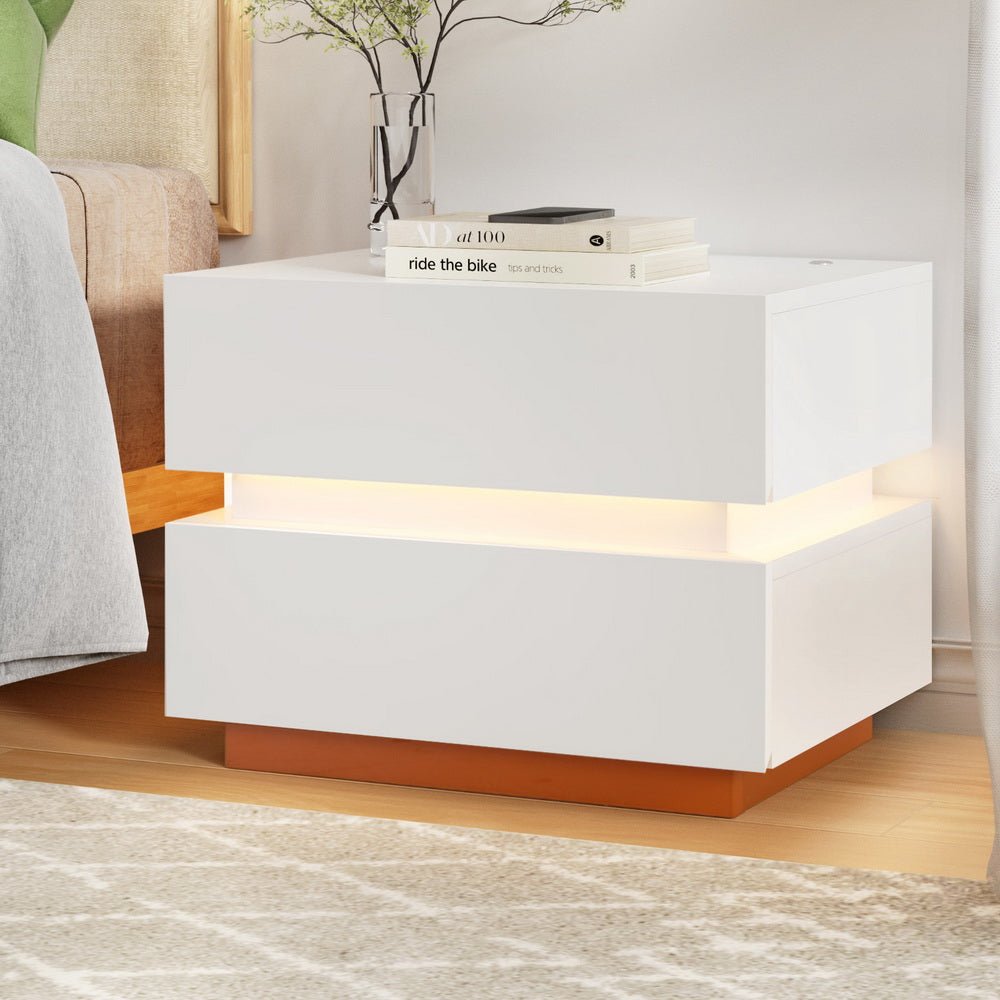 Smart Bedside Table LED Wireless Charging Ada - Furniture > Bedroom > Bedside Tables - Rivercity House & Home Co. (ABN 18 642 972 209) - Affordable Modern Furniture Australia