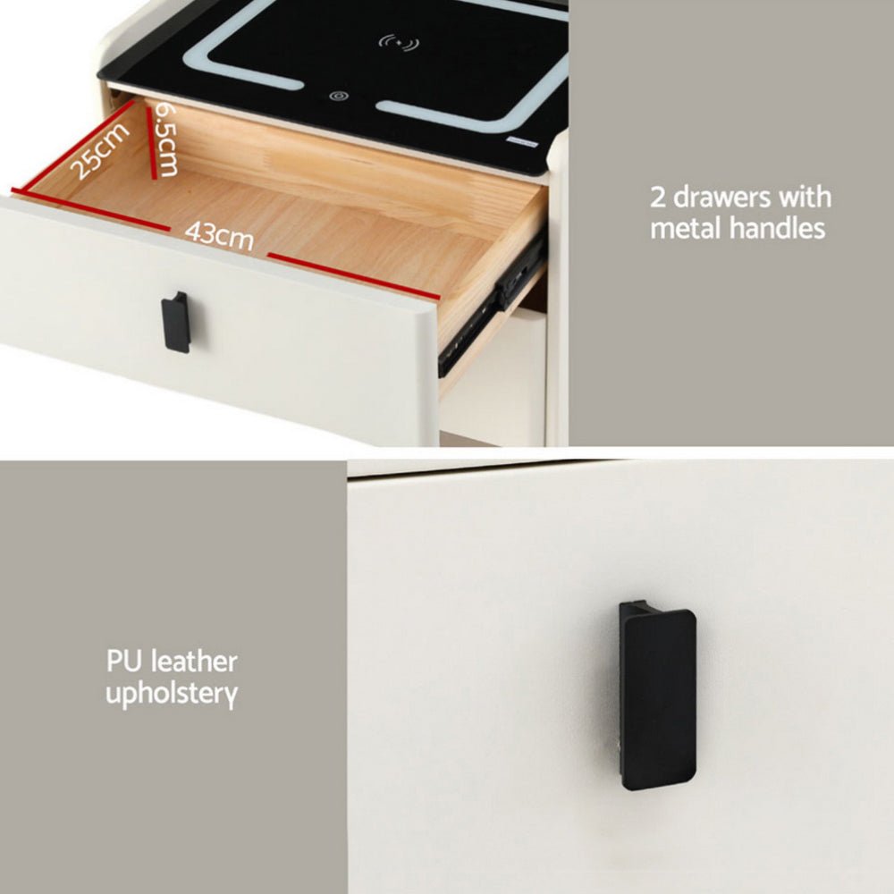 Smart Bedside Table Wireless Charging - BESS White - Furniture > Bedroom > Bedside Tables - Rivercity House & Home Co. (ABN 18 642 972 209) - Affordable Modern Furniture Australia