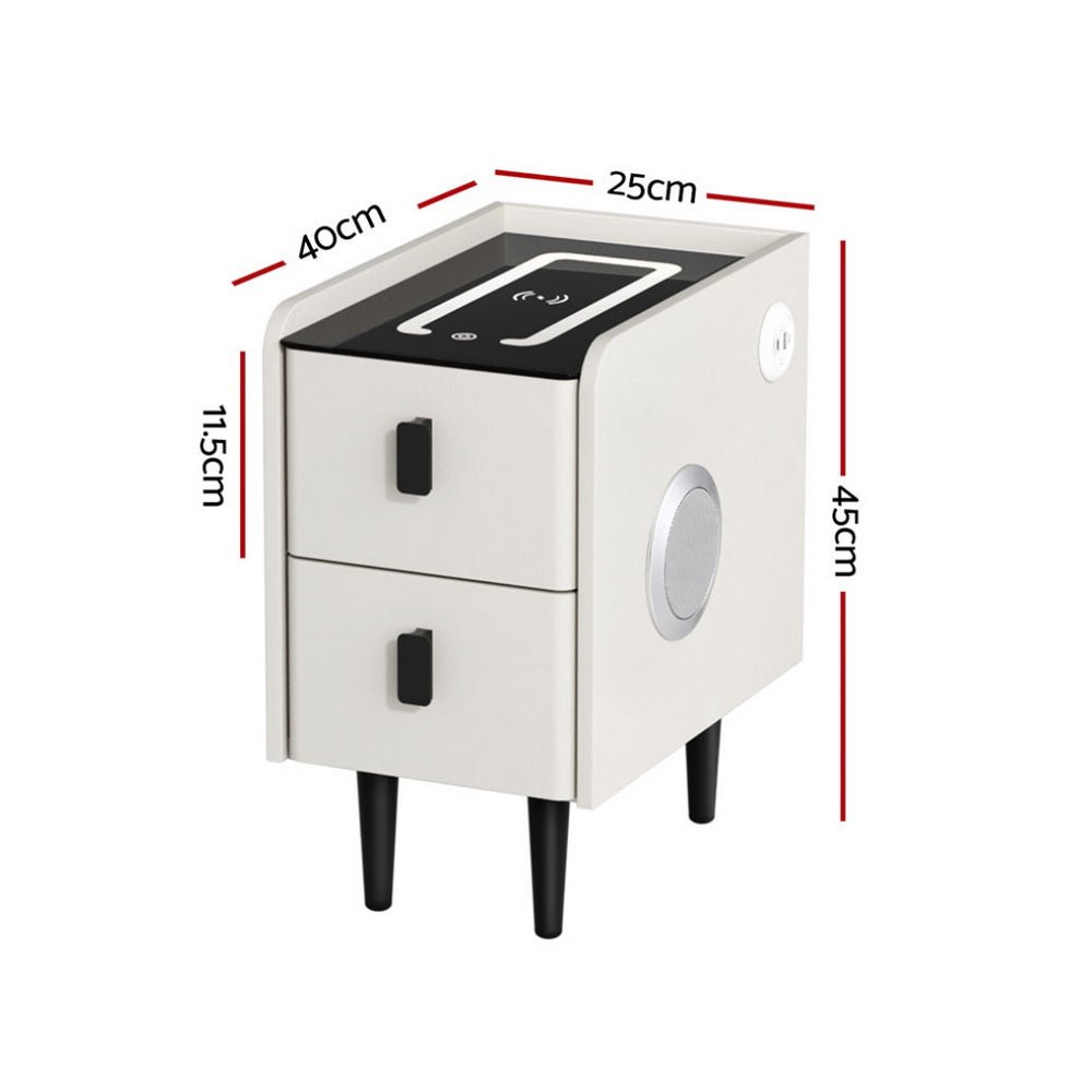 Smart Bedside Table with Wireless Charging - AIDA White - Furniture > Bedroom > Bedside Tables - Rivercity House & Home Co. (ABN 18 642 972 209) - Affordable Modern Furniture Australia