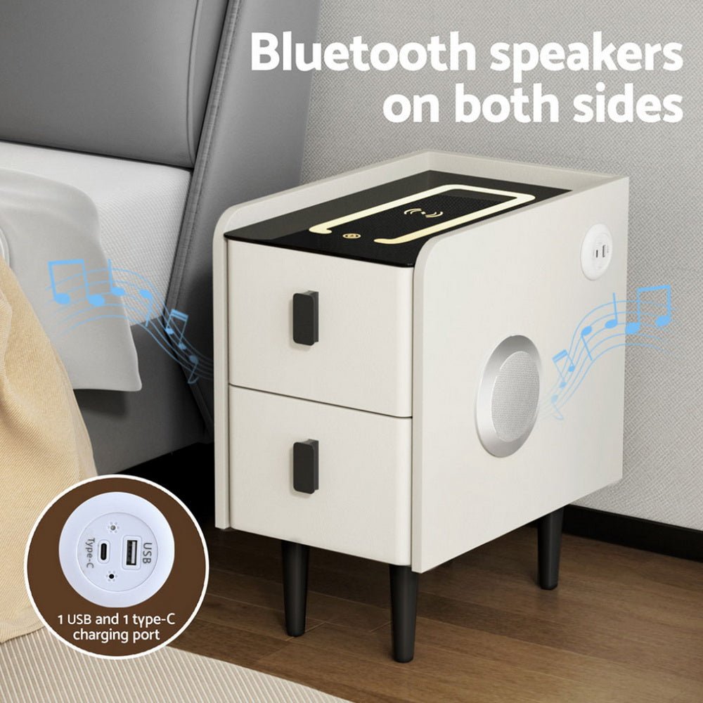 Smart Bedside Table with Wireless Charging - AIDA White - Furniture > Bedroom > Bedside Tables - Rivercity House & Home Co. (ABN 18 642 972 209) - Affordable Modern Furniture Australia