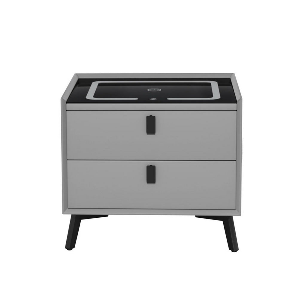 Smart Bedside Table with Wireless Charging - AIKA Grey - Furniture > Bedroom > Bedside Tables - Rivercity House & Home Co. (ABN 18 642 972 209) - Affordable Modern Furniture Australia