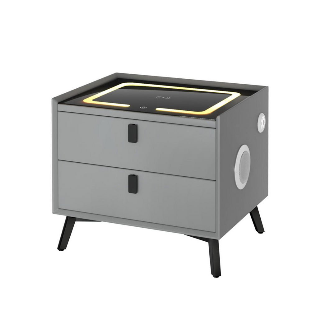 Smart Bedside Table with Wireless Charging - AIKA Grey - Furniture > Bedroom > Bedside Tables - Rivercity House & Home Co. (ABN 18 642 972 209) - Affordable Modern Furniture Australia