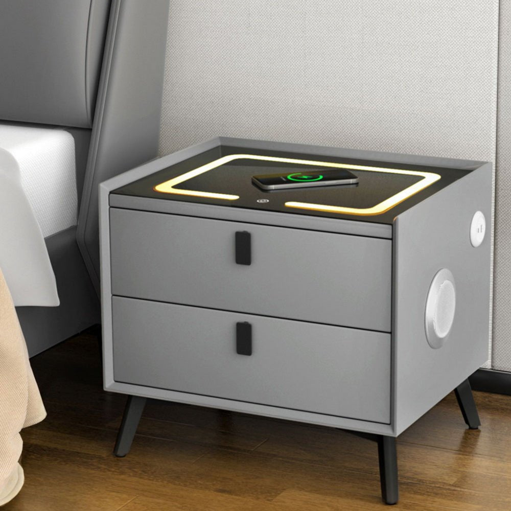 Smart Bedside Table with Wireless Charging - AIKA Grey - Furniture > Bedroom > Bedside Tables - Rivercity House & Home Co. (ABN 18 642 972 209) - Affordable Modern Furniture Australia