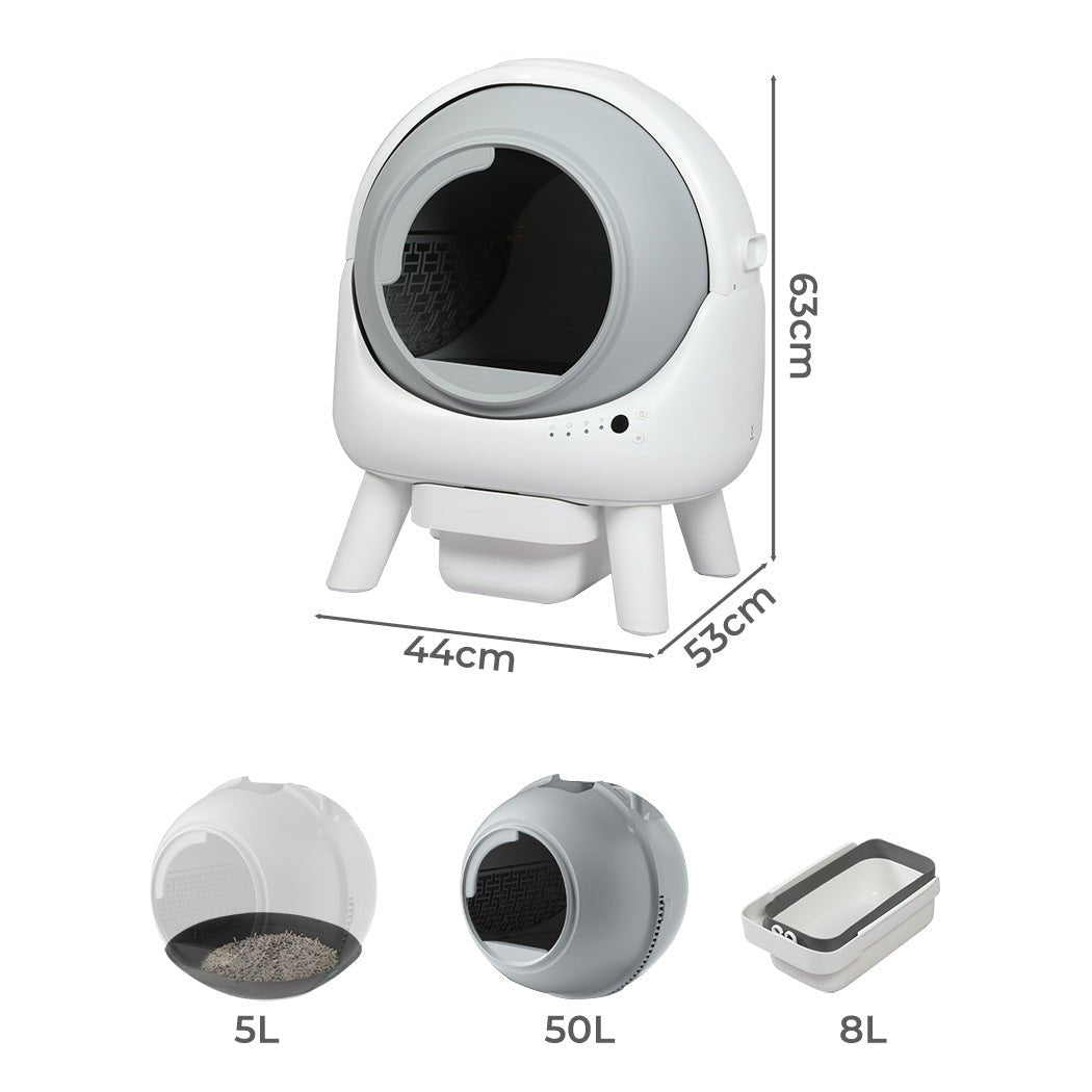 Smart Self - Cleaning Cat Litter Box with APP Control 8L Waste Storage - White - Rivercity House & Home Co. (ABN 18 642 972 209) - Affordable Modern Furniture Australia