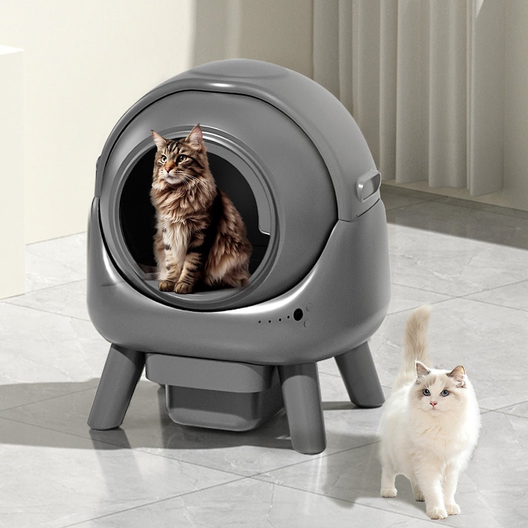 Smart Self - Cleaning Cat Litter Box with App Control and 8L Waste Storage - Grey - Rivercity House & Home Co. (ABN 18 642 972 209) - Affordable Modern Furniture Australia