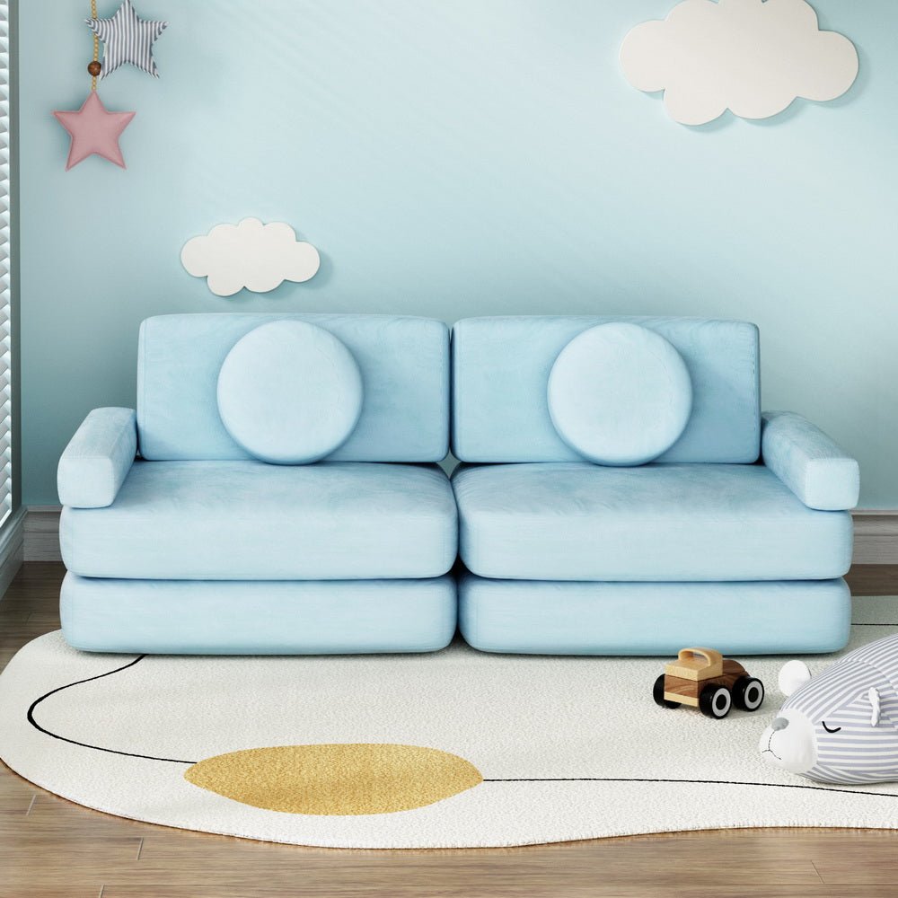 Sofa Bed 160CM DIY Couch Velvet Blue - Furniture > Living Room - Rivercity House & Home Co. (ABN 18 642 972 209) - Affordable Modern Furniture Australia