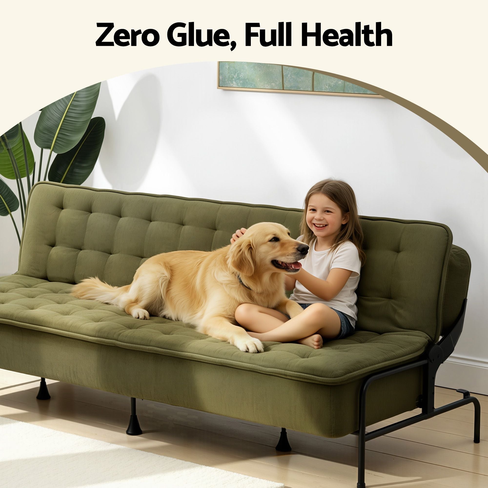 Sofa Bed, 1.9m 3 - Seater Soft Innerspring Adjustable Couch Futon Chair for Apartment Dorm Living Room Office Study Bedroom, Green - Furniture > Sofas > Sofas & Sofa Beds - Rivercity House & Home Co. (ABN 18 642 972 209) - Affordable Modern Furniture Australia