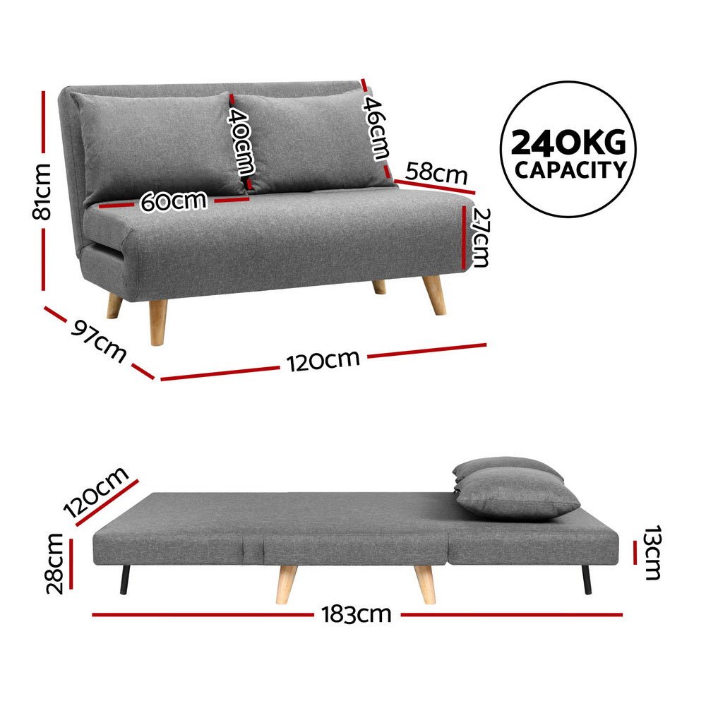 Sofa Bed 2 Seater Convertible Couch Recliner Lounge Chair Linen - Furniture > Sofas > Sofas & Sofa Beds - Rivercity House & Home Co. (ABN 18 642 972 209) - Affordable Modern Furniture Australia
