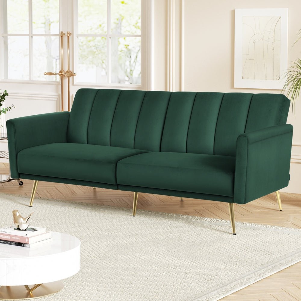 Sofa Bed 3 Seater Couch Convertible Lounge Adjustable Arm Recliner Velvet - Furniture > Sofas > Sofas & Sofa Beds - Rivercity House & Home Co. (ABN 18 642 972 209) - Affordable Modern Furniture Australia