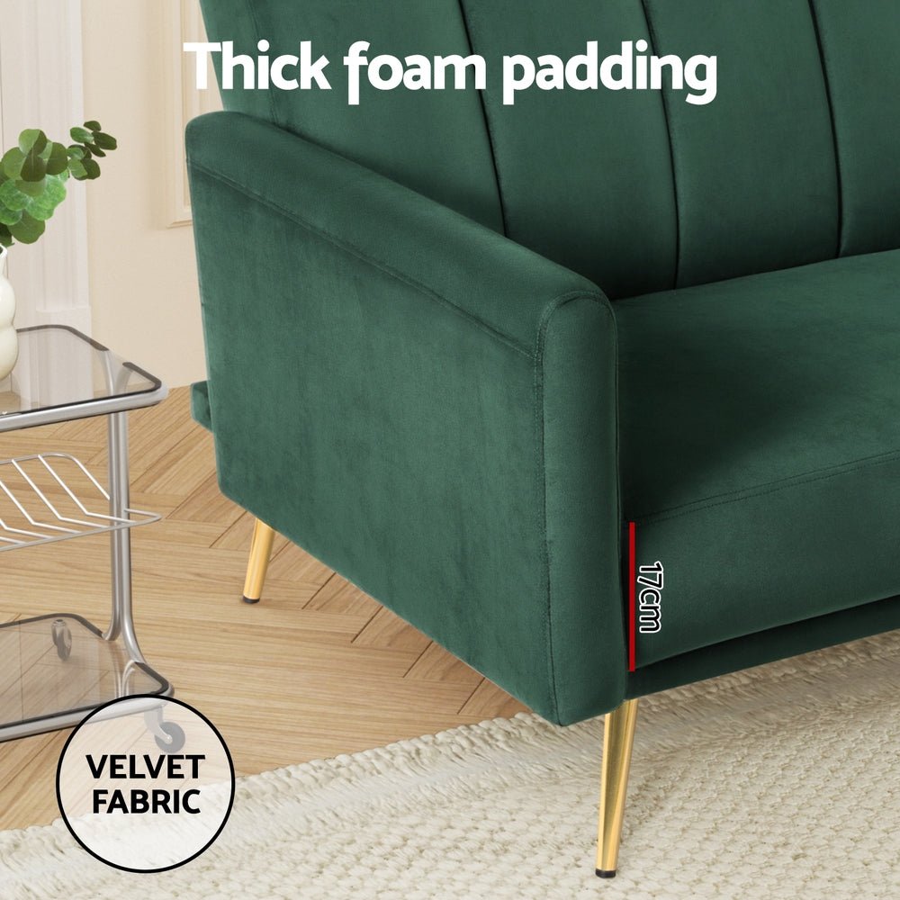 Sofa Bed 3 Seater Couch Convertible Lounge Adjustable Arm Recliner Velvet - Furniture > Sofas > Sofas & Sofa Beds - Rivercity House & Home Co. (ABN 18 642 972 209) - Affordable Modern Furniture Australia