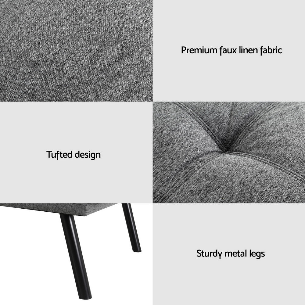 Sofa Bed Convertible 3 Seater Couch Recliner Lounge Chair Fabric Grey - Furniture > Sofas > Sofas & Sofa Beds - Rivercity House & Home Co. (ABN 18 642 972 209) - Affordable Modern Furniture Australia