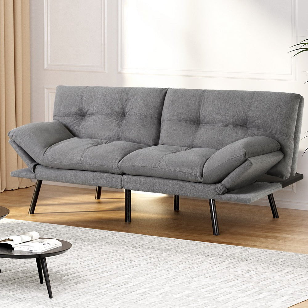 Sofa Bed Convertible 3 Seater Couch Recliner Lounge Chair Fabric Grey - Furniture > Sofas > Sofas & Sofa Beds - Rivercity House & Home Co. (ABN 18 642 972 209) - Affordable Modern Furniture Australia