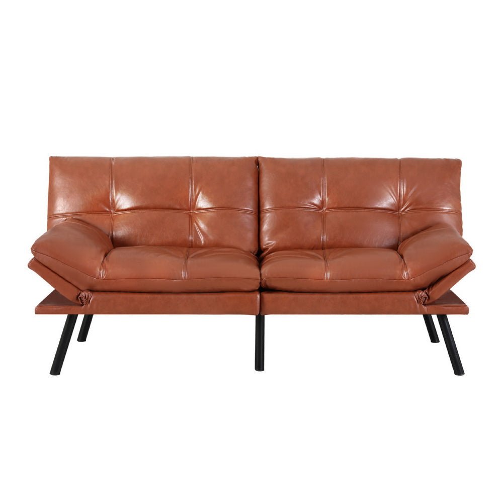Sofa Bed Convertible 3 Seater Couch Recliner Lounge Chair Leather Brown - Furniture > Sofas > Sofas & Sofa Beds - Rivercity House & Home Co. (ABN 18 642 972 209) - Affordable Modern Furniture Australia