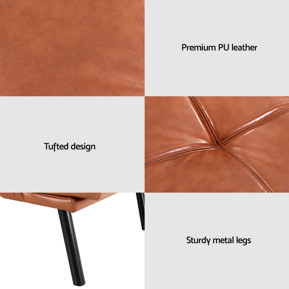 Sofa Bed Convertible 3 Seater Couch Recliner Lounge Chair Leather Brown - Furniture > Sofas > Sofas & Sofa Beds - Rivercity House & Home Co. (ABN 18 642 972 209) - Affordable Modern Furniture Australia