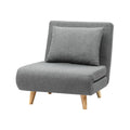 Convertible 1-Seater Sofa Bed Recliner Lounge Chair with Linen Upholstery - Grey