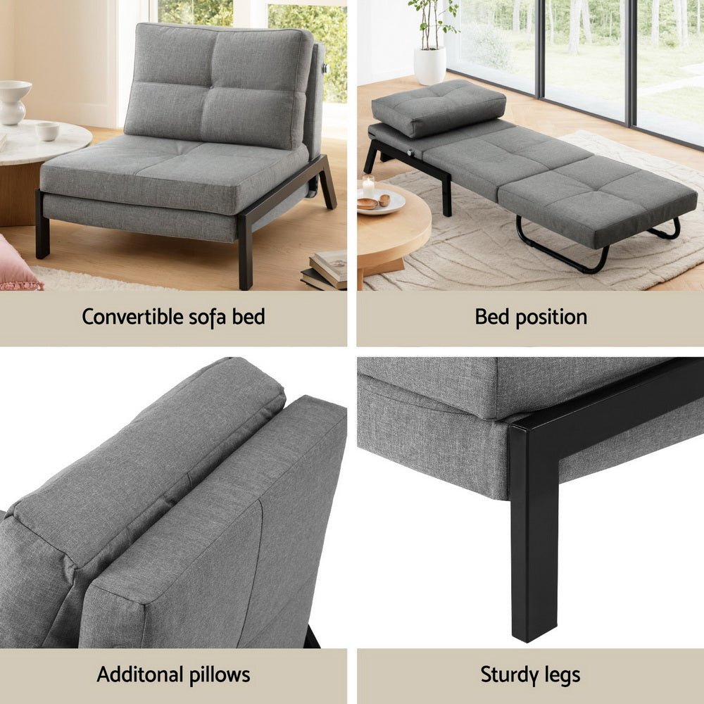 Sofa Bed Folding Convertible Couch Recliner Lounge Chair - Furniture > Bar Stools & Chairs > Arm Chairs & Recliners - Rivercity House & Home Co. (ABN 18 642 972 209) - Affordable Modern Furniture Australia