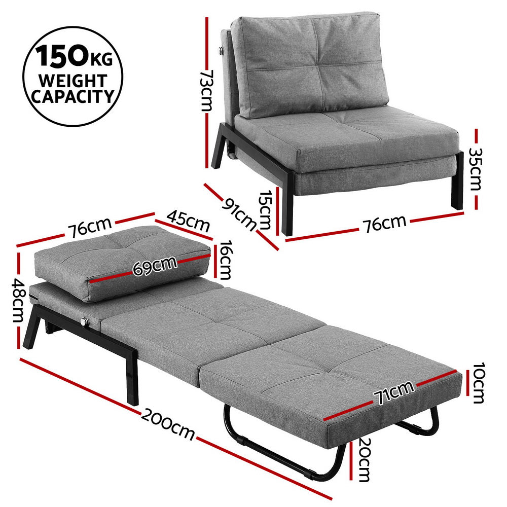 Sofa Bed Folding Convertible Couch Recliner Lounge Chair - Furniture > Bar Stools & Chairs > Arm Chairs & Recliners - Rivercity House & Home Co. (ABN 18 642 972 209) - Affordable Modern Furniture Australia