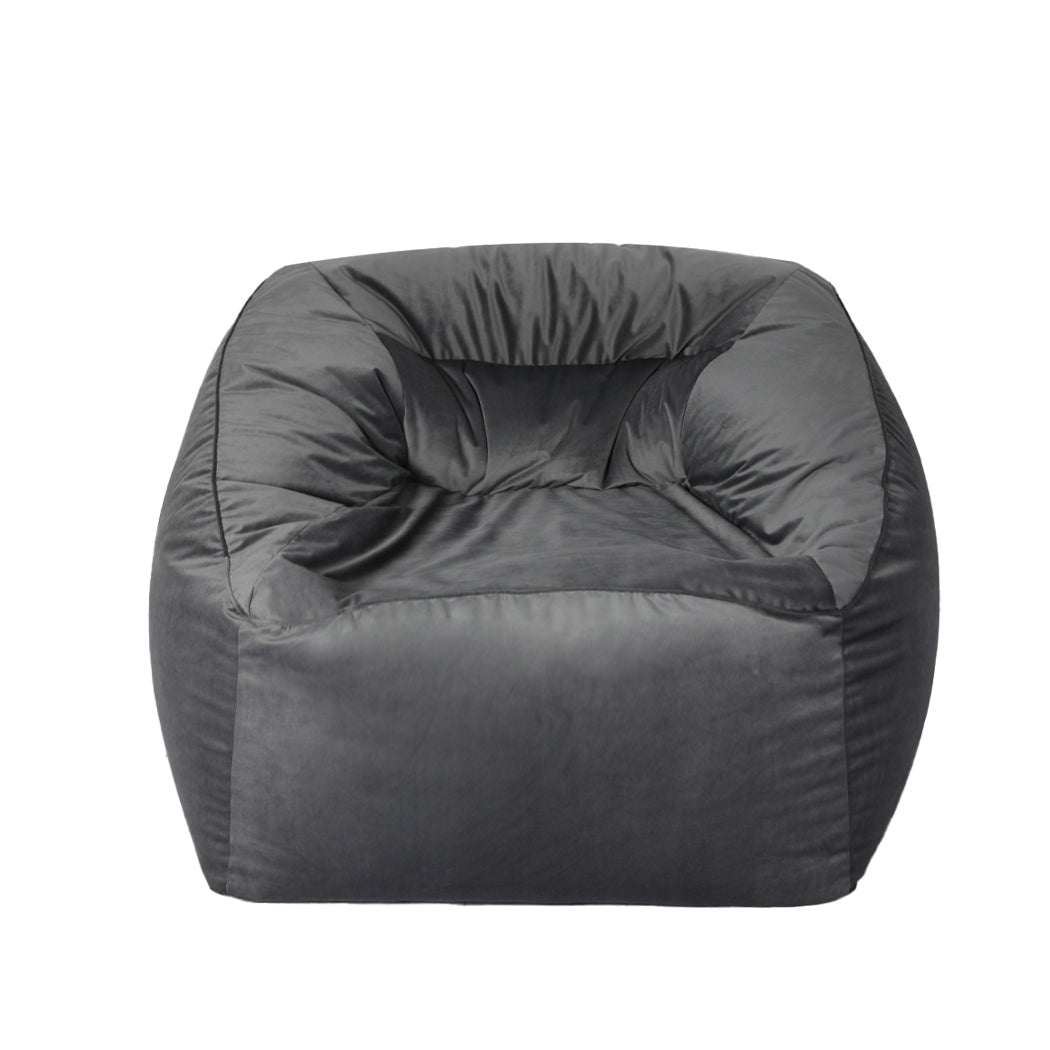 Soft Velvet Bean Bag Chair Cover 100cm x 100cm x 80cm - Dark Grey - Rivercity House & Home Co. (ABN 18 642 972 209) - Affordable Modern Furniture Australia
