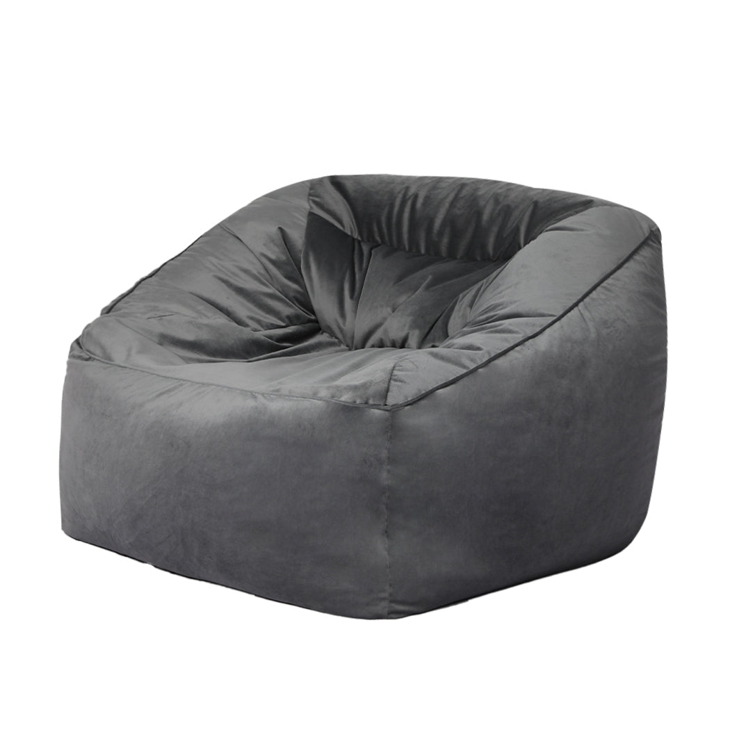 Soft Velvet Bean Bag Chair Cover 100cm x 100cm x 80cm - Dark Grey - Rivercity House & Home Co. (ABN 18 642 972 209) - Affordable Modern Furniture Australia