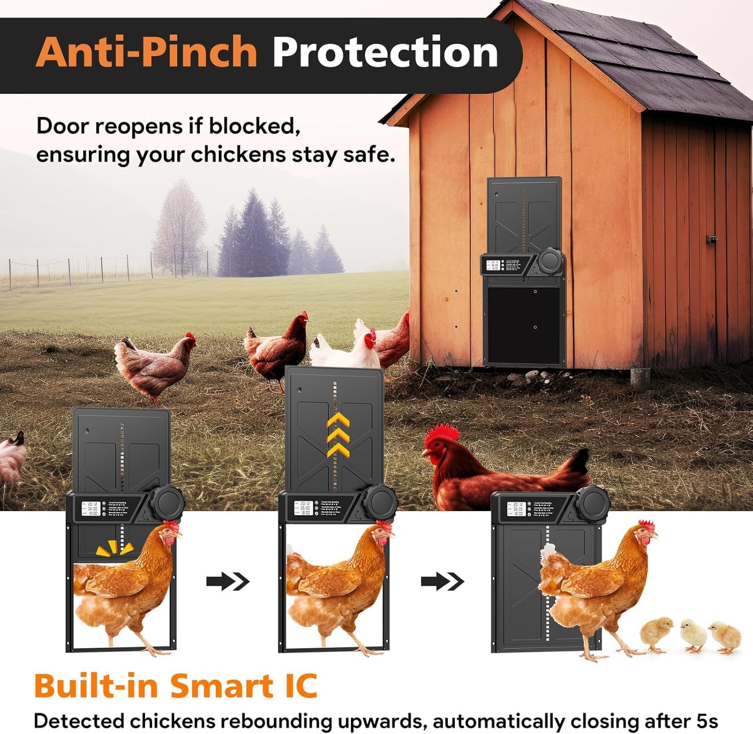 Solar Automatic Chicken Coop Door with Timer, Light Sensor, Remote & USB Charging - Black - Pet Care > Coops & Hutches > Coop & Hutch Accessories - Rivercity House & Home Co. (ABN 18 642 972 209) - Affordable Modern Furniture Australia