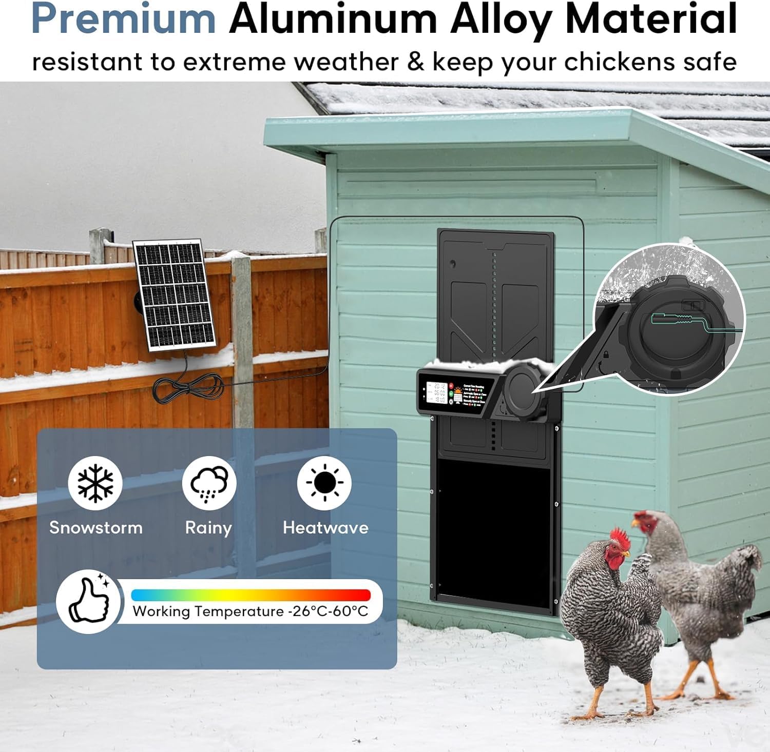 Solar Automatic Chicken Coop Door with Timer, Light Sensor, Remote & USB Charging - Black - Pet Care > Coops & Hutches > Coop & Hutch Accessories - Rivercity House & Home Co. (ABN 18 642 972 209) - Affordable Modern Furniture Australia