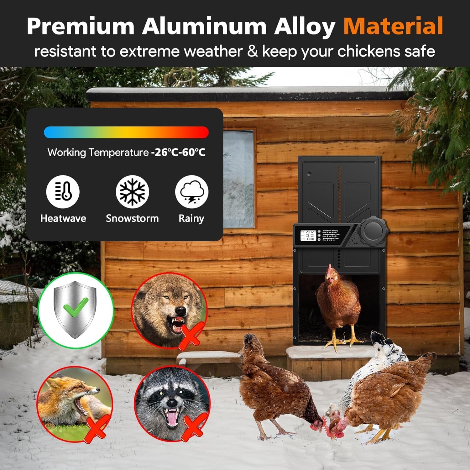Solar Automatic Chicken Coop Door with Timer, Light Sensor, Remote & USB Charging - Black - Pet Care > Coops & Hutches > Coop & Hutch Accessories - Rivercity House & Home Co. (ABN 18 642 972 209) - Affordable Modern Furniture Australia