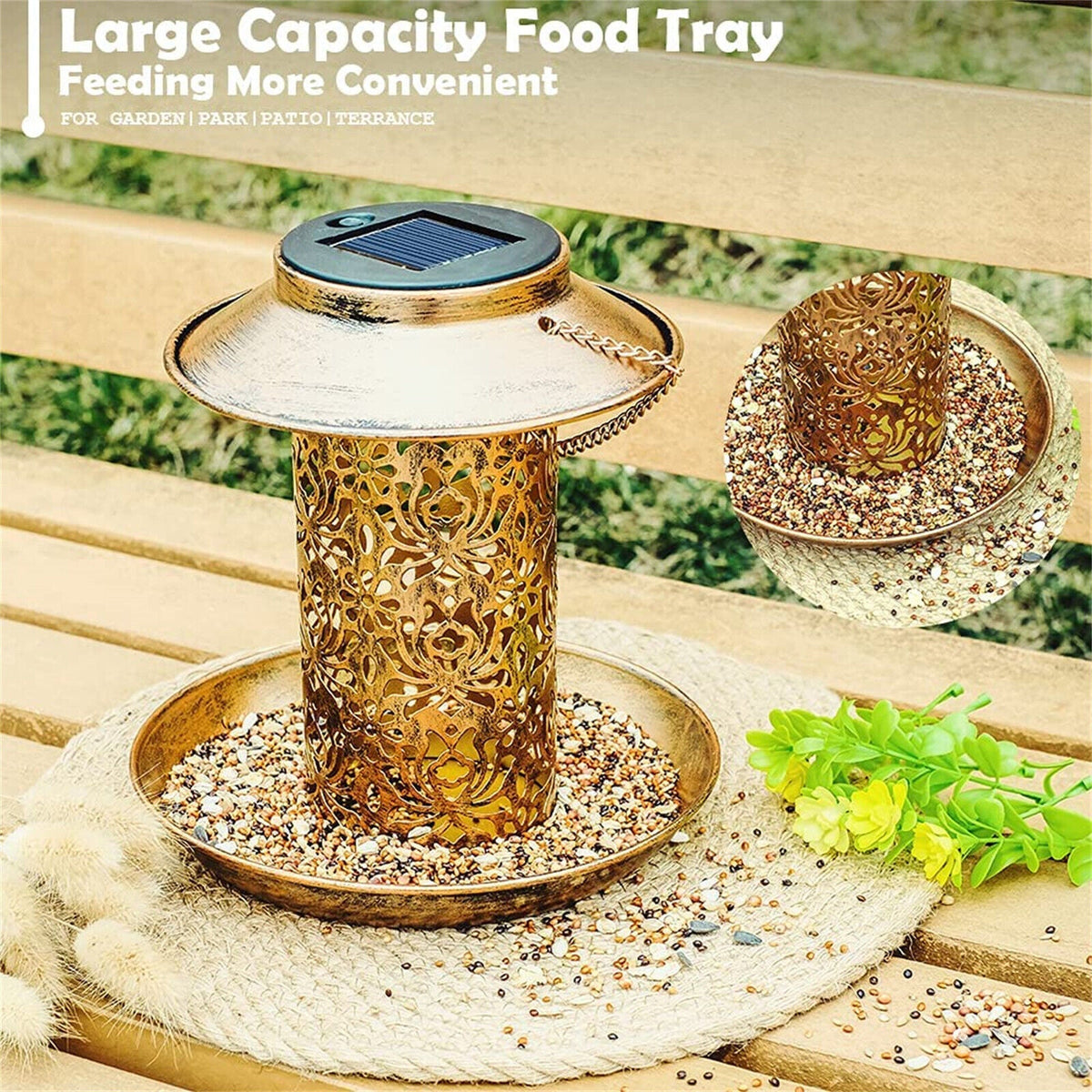 Solar Bird Seed Feeder Hanging Outdoor Garden with Solar LED Light - Home & Garden > Garden Tools > Gardening Tools - Rivercity House & Home Co. (ABN 18 642 972 209) - Affordable Modern Furniture Australia