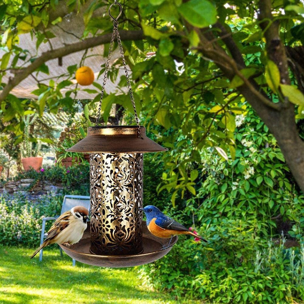 Solar Bird Seed Feeder Hanging Outdoor Garden with Solar LED Light - Home & Garden > Garden Tools > Gardening Tools - Rivercity House & Home Co. (ABN 18 642 972 209) - Affordable Modern Furniture Australia