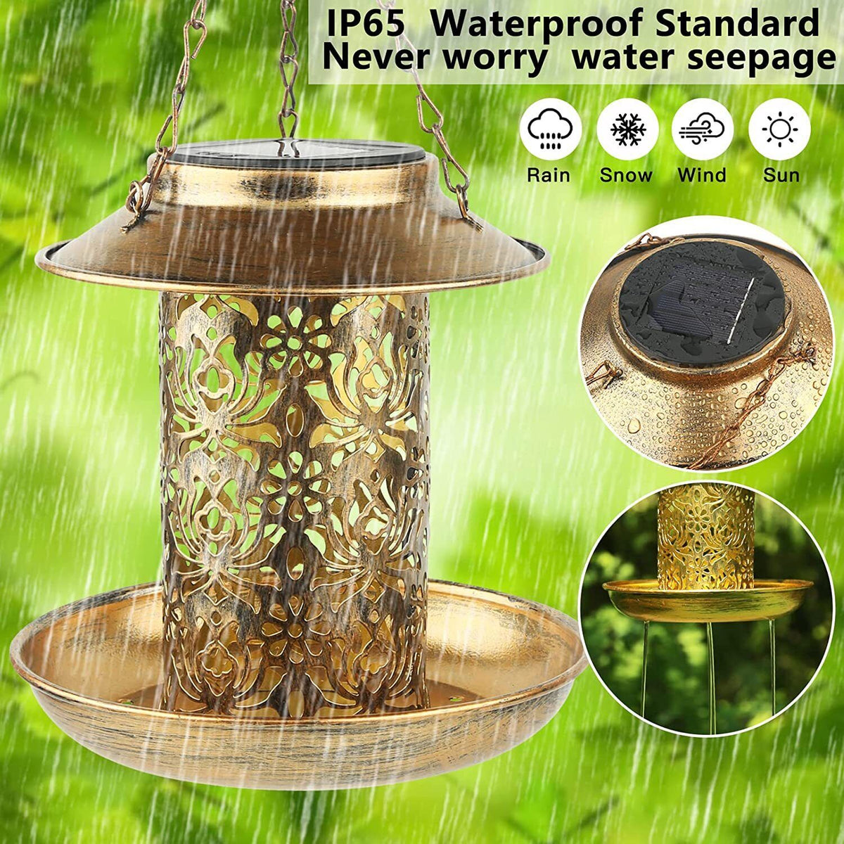 Solar Bird Seed Feeder Hanging Outdoor Garden with Solar LED Light - Home & Garden > Garden Tools > Gardening Tools - Rivercity House & Home Co. (ABN 18 642 972 209) - Affordable Modern Furniture Australia