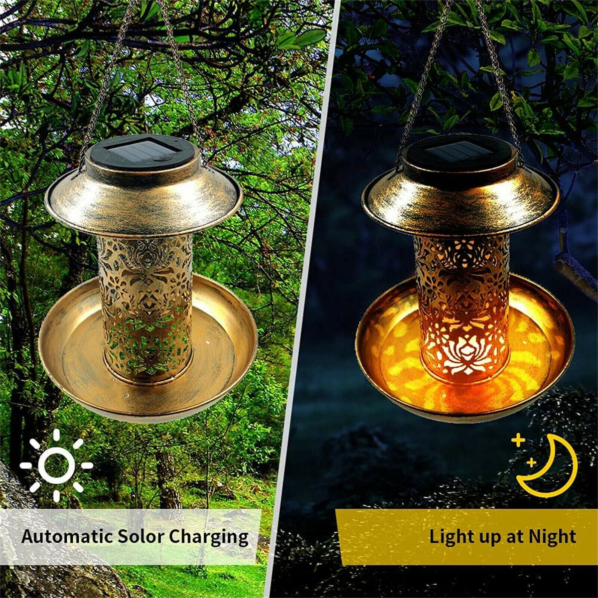 Solar Bird Seed Feeder Hanging Outdoor Garden with Solar LED Light - Home & Garden > Garden Tools > Gardening Tools - Rivercity House & Home Co. (ABN 18 642 972 209) - Affordable Modern Furniture Australia