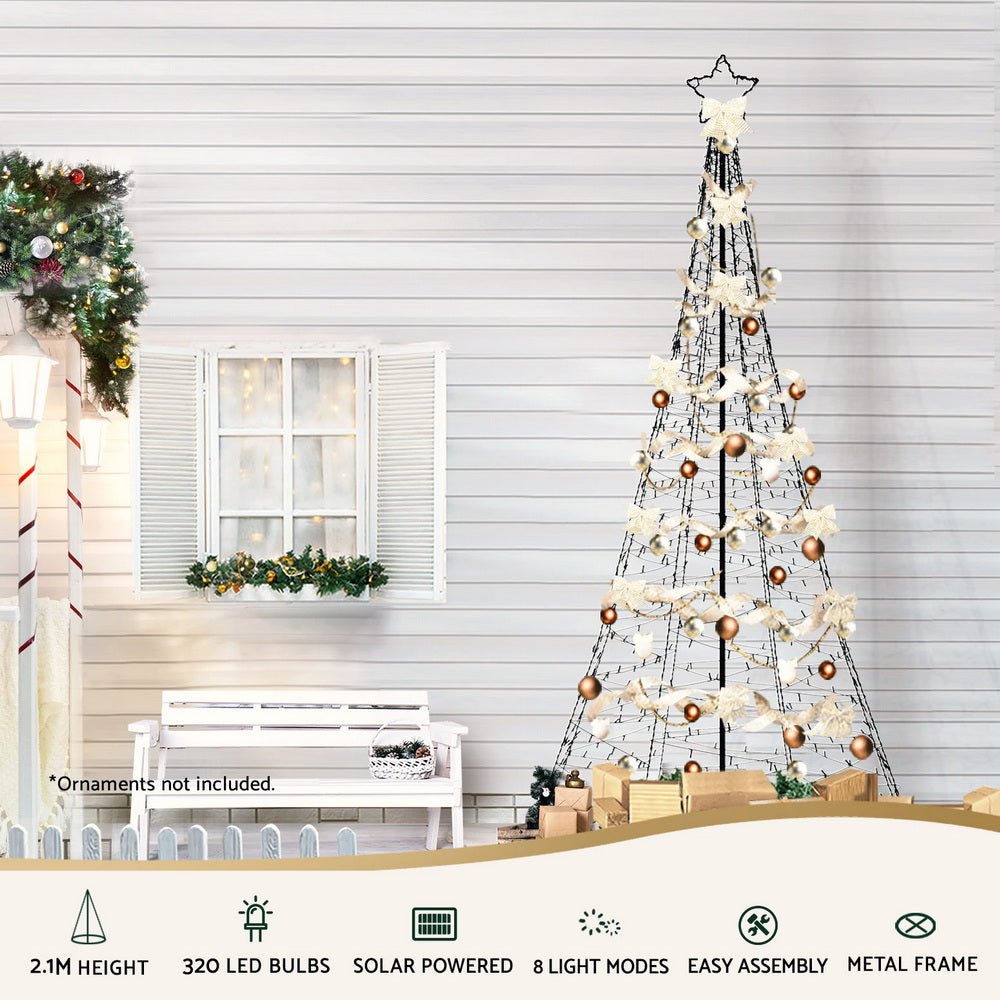 Solar Christmas Tree 2.1m 320 LED Net Lights Xmas Trees Decoration - Occasions > Christmas > Outdoor Decorations & Lights - Rivercity House & Home Co. (ABN 18 642 972 209) - Affordable Modern Furniture Australia